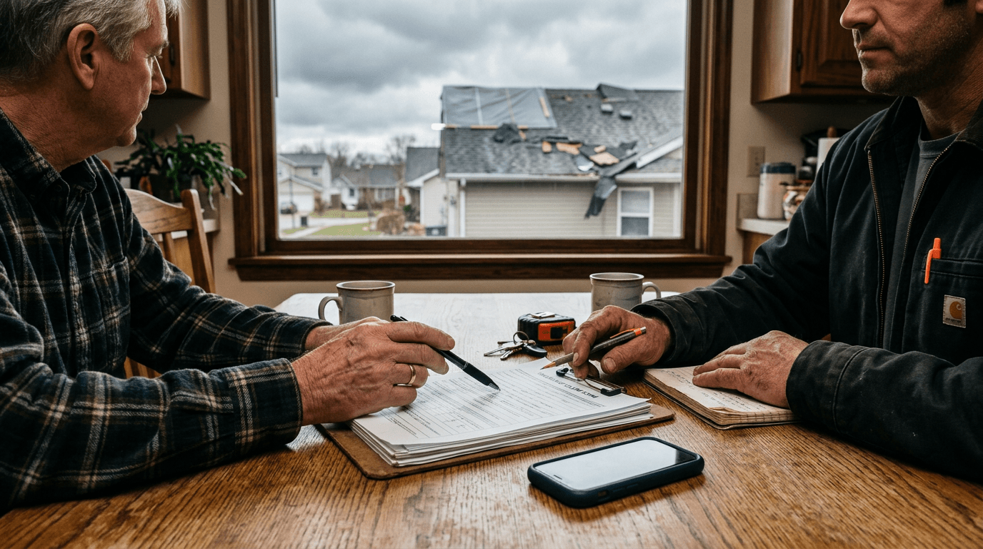 Homeowner reviewing insurance documents