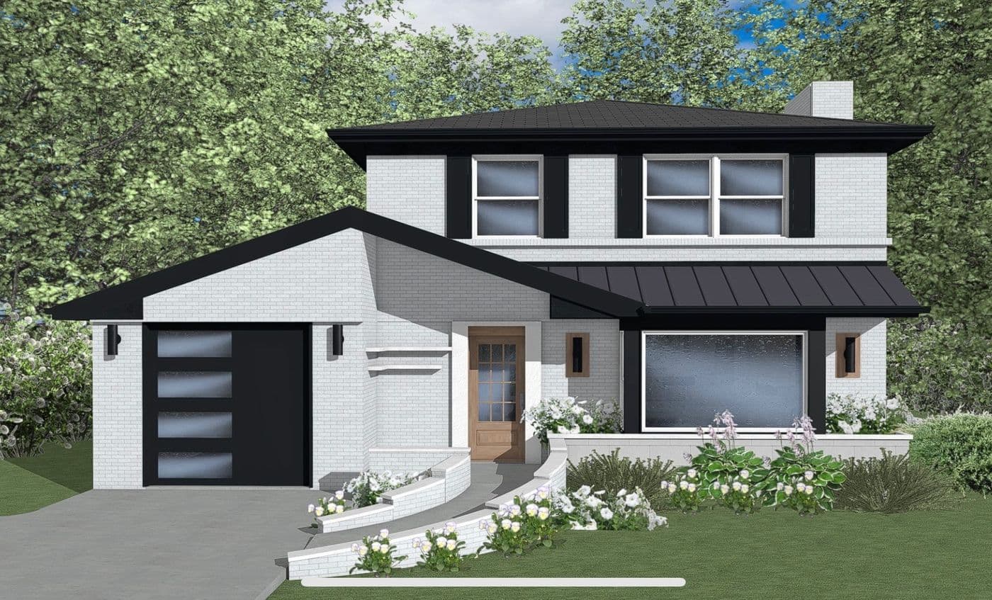 Design rendering of the new front elevation, drawn before demolition